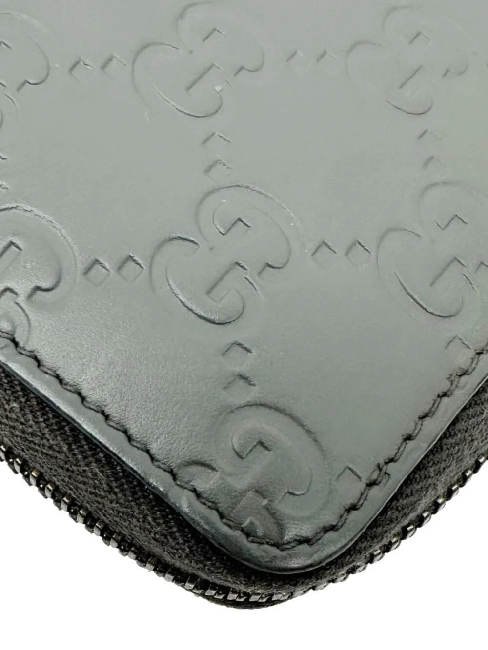 Gucci GG Leather Zip Around Wallet Grey 447906 - Picture 9 of 12